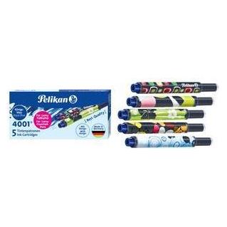 Pelikan Cartucce Inchiostro Blu Reale - Confezione Vetro Da 50 Pezzi - Standard Internazionale - Lavabile E Cancellabile - Per Penne Stilografiche