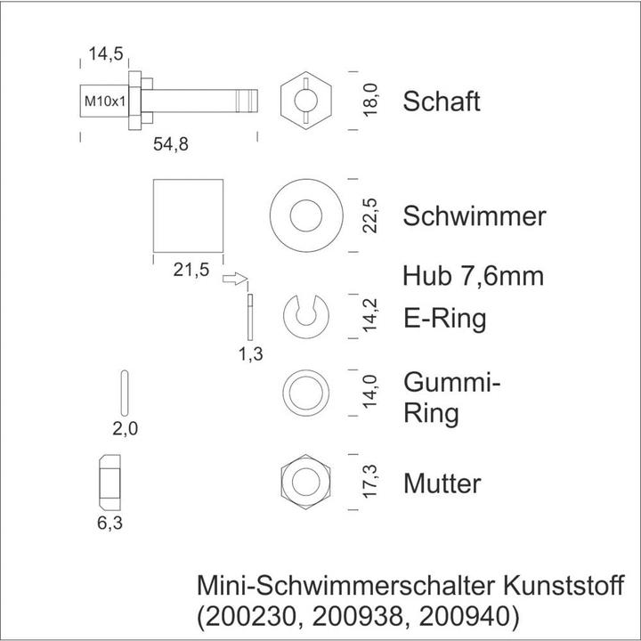 Actual product image Schabus Mini float switch