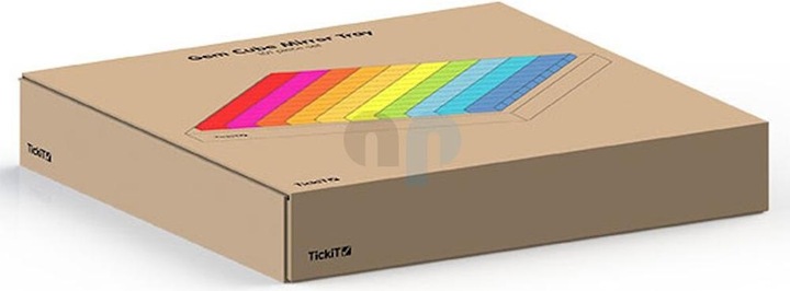 Produktbild TickiT Set mit 100 farbigen und Transparente Acryl-Würfel und einem Spiegelkasten aus Holz