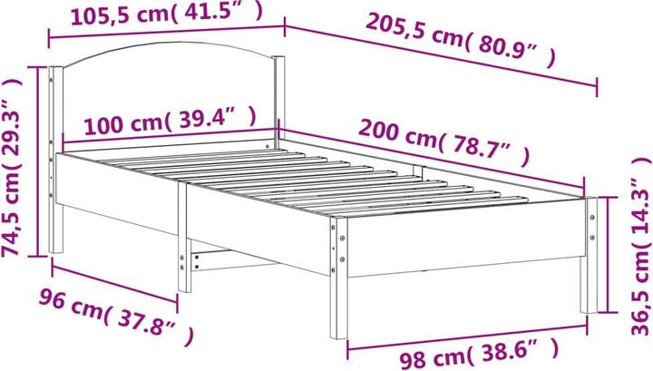 Image du produit vidaXL Bettgestell (100 x 200 cm)