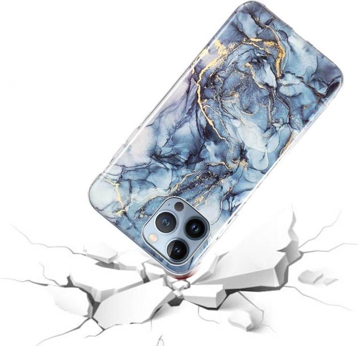 Actual product image Cover-Discount iPhone 15 Pro - Silicone Rubber Case Grey Marble (Apple iPhone 15 Pro)