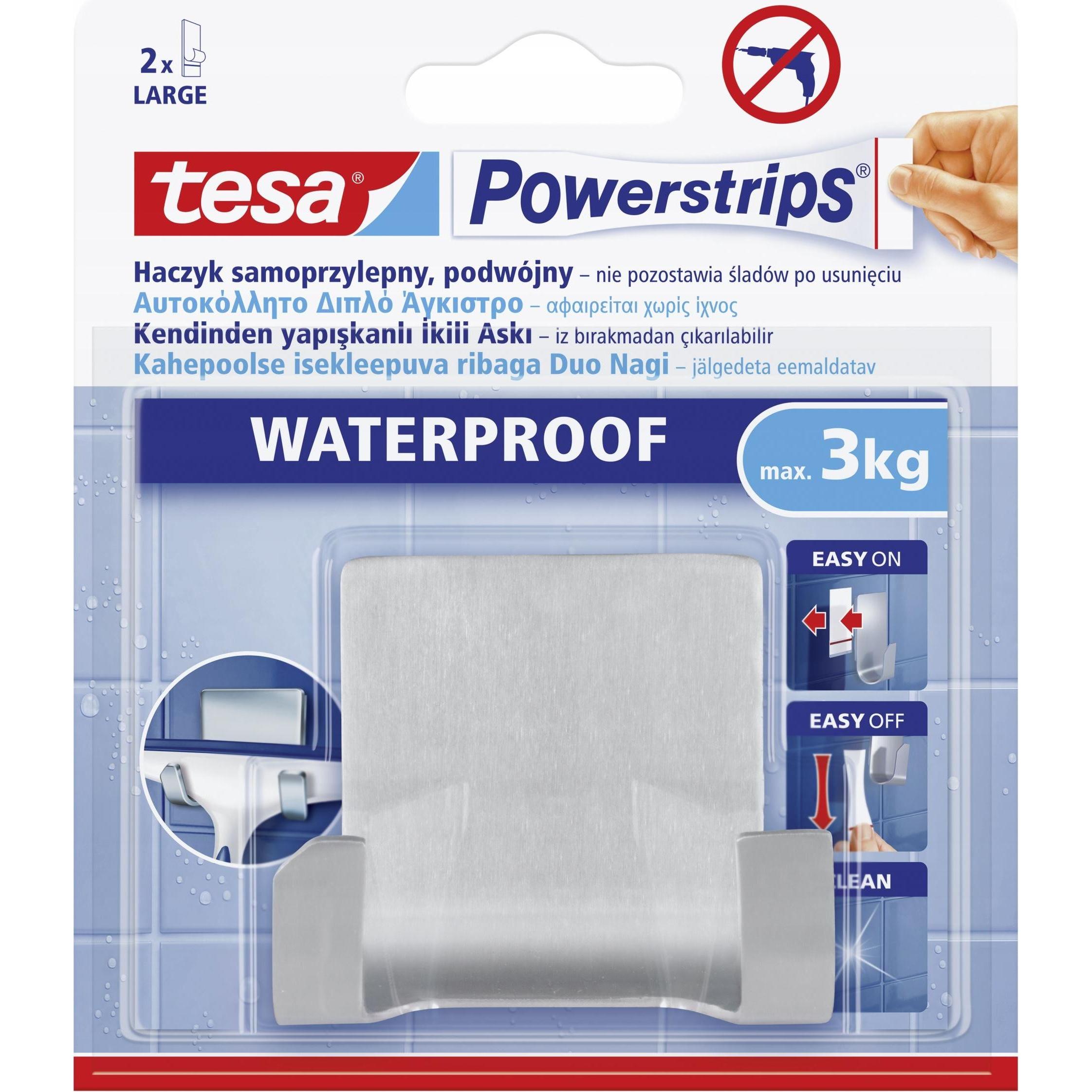 tesa, Klebehaken + Klebenagel, Powerstrips Waterpr.Duo Hook Metal