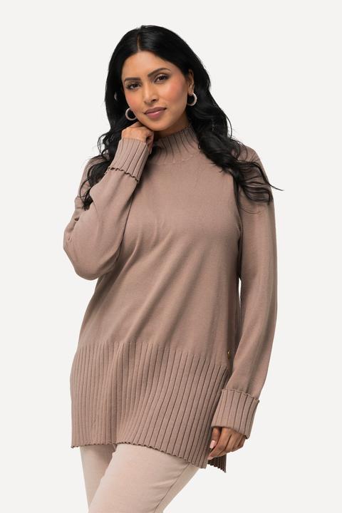 Immagine prodotto Ulla Popken Maglione con colletto alto a costine e maniche lunghe (50, 52)