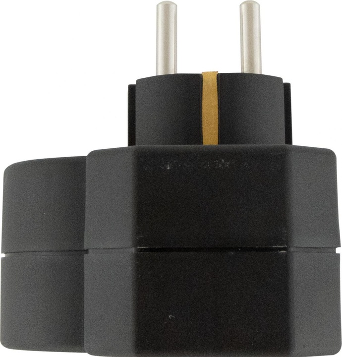 Image du produit REV Steckdosenadapter 3-fach mit Überspannungsschutz, schwarz (CEE 7/16, CEE 7/3, 3 x)
