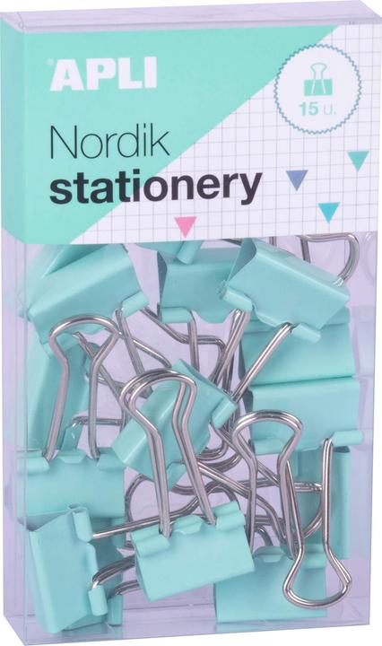 Produktbild Apli Nordik dokumentenklammern, 19 mm, 15 stk., box mit aufhänger, mischung aus pastellfarben (15x)