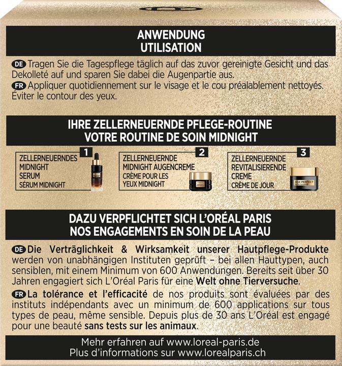 Valeurs nutritives et ingrédients L'Oréal Paris Age Perfect Sk (50 ml, Crème de jour, SPF 15)