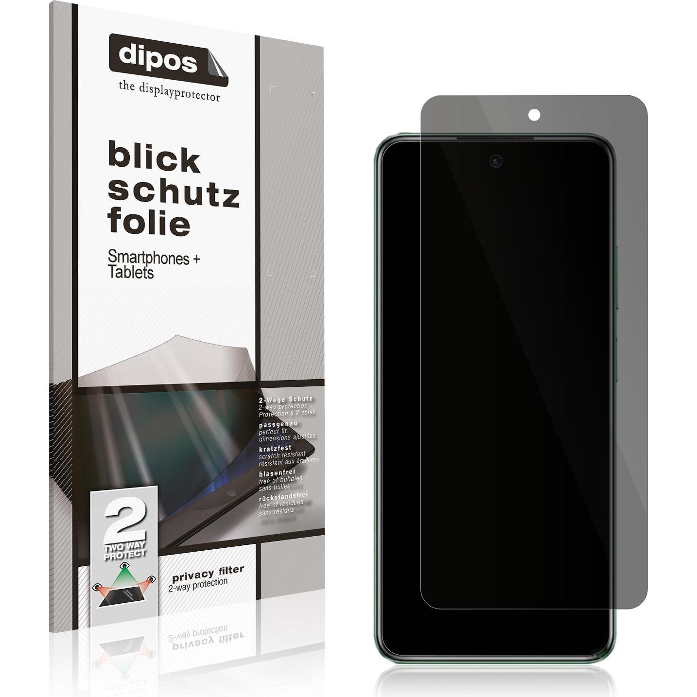 Dipos Blickschutzfolie 2-Way Anti-Shock (1 Stück, Infinix Hot 40i), Smartphone Schutzfolie, Transparent