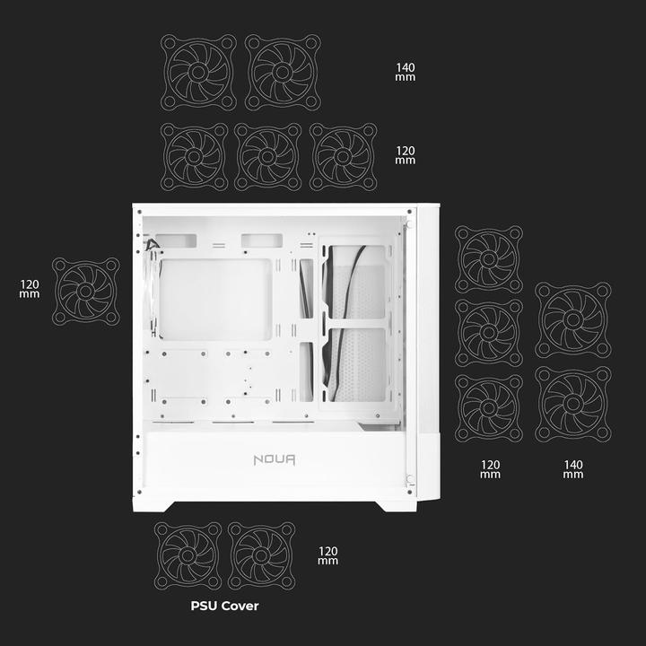 Actual product image Noua Phobia L111 White Micro ATX Case (mATX, Mini-ITX)