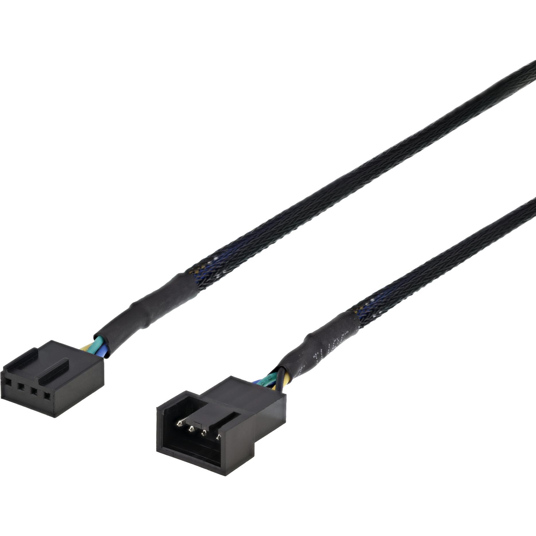 Deltaco foerlaengningskabel för 4-pins fläktar 0.3m svart (0.30 m), Cavo di alimentazione, Nero