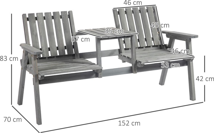 Image du produit Outsunny Banc de jardin avec table