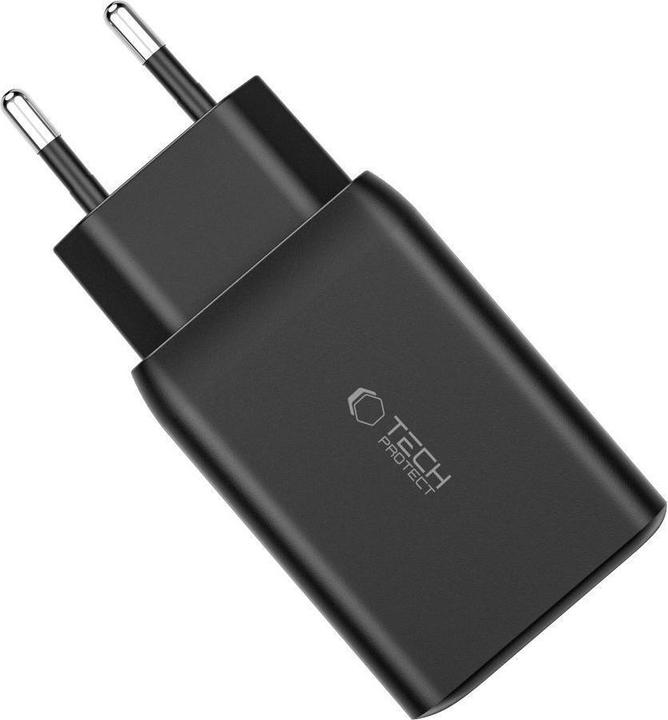 Actual product image Tech-Protect C65W network charger 2x USB-C PD 65W / USB-A QC 3.0 - black (65 W)