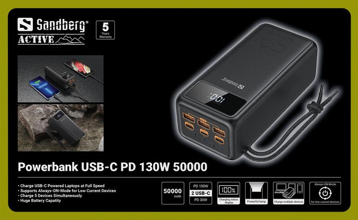 Produktbild Sandberg Powerbank USB-C PD 130W 50000 (50000 mAh, 100 W, 185 Wh)