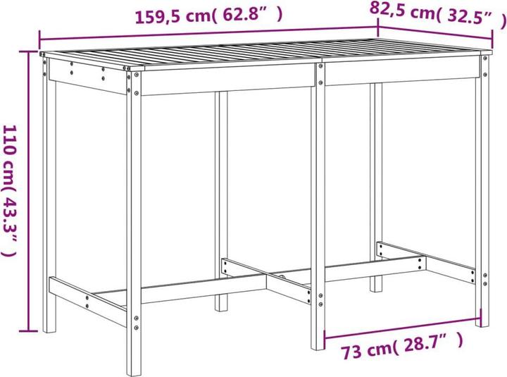 Produktbild vidaXL Gartenbar Set (159.50 x 82.50 x 110 cm)