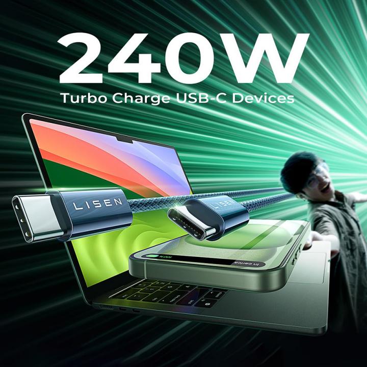 Produktbild Lisen - Data Cable (YL0123070023) - Type-C to Type-C, 240W, Nylon-Braided - Black (2 m, 240 W)