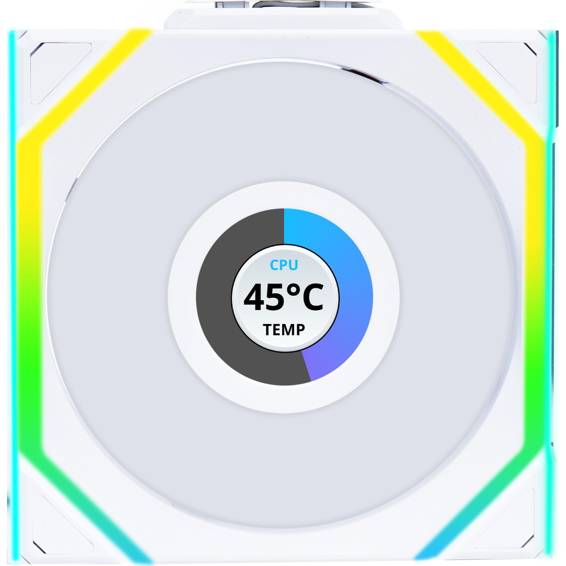 Lian-Li UNI FAN SL Wireless LCD Lüfter, ARGB, PWM - Reverse Blade, 120 mm, weiss (120 mm, 1 x), PC Lüfter, Weiss