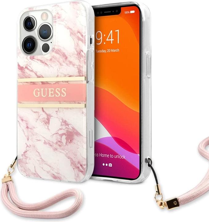 Actual product image Guess Hard Cover Marble Stripe with Strap (Apple iPhone 13 Pro Max)