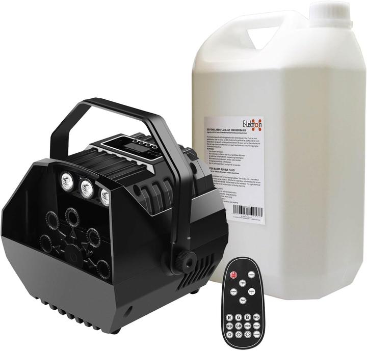 E-Lektron B102 Seifenblasenmaschine RGB mit Fernbedienung (inkl. 5L Flüssigkeit) (Macchina bolla)