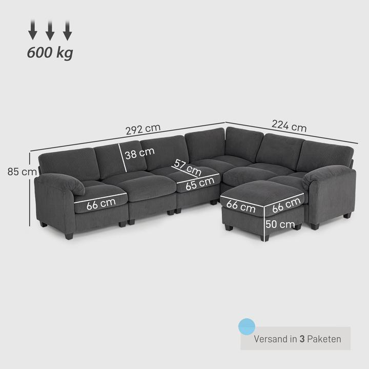 Actual product image Homcom Ecksofa Polyester, Schaumstoff Dunkelgrau (Corner sofa)