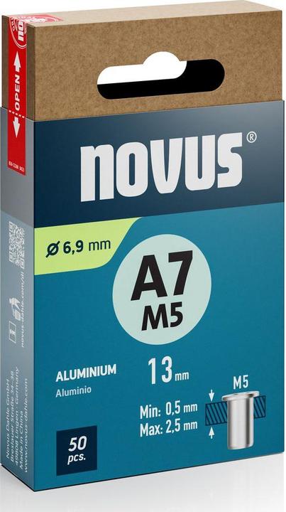 Produktbild Novus Nietmutter A7 M5, L: 11.5 mm Alu