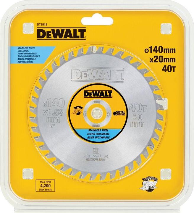 Productafbeelding DeWalt Hardmetalen cirkelzaagblad, Ø 140mm