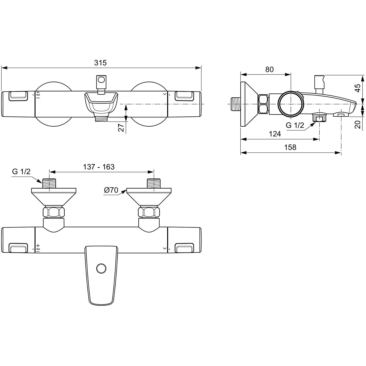 Thumbnail - Ideal Standard, Badarmatur, Badethermostat Aufputz, Wanne