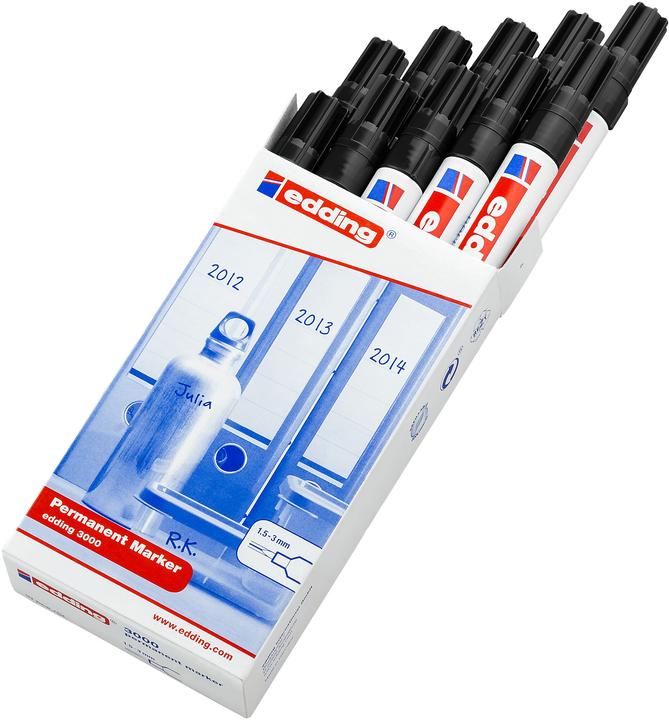 Actual product image Edding Permanent marker (Black, White, 3 mm, 10 x)