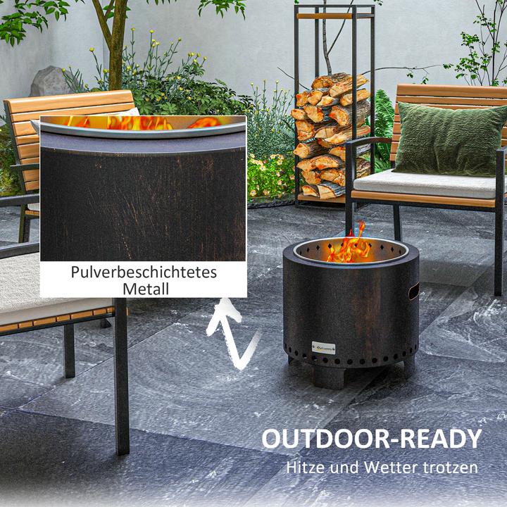 Produktbild Outsunny Feuerschale Metall, Edelstahl Schwarz (45 cm)