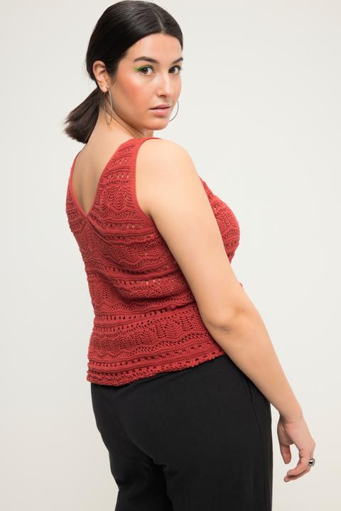 Immagine prodotto Studio Untold Top di maglia a punto ajour con taglio svasato, scollo a V e orlo a onde (50, 52)