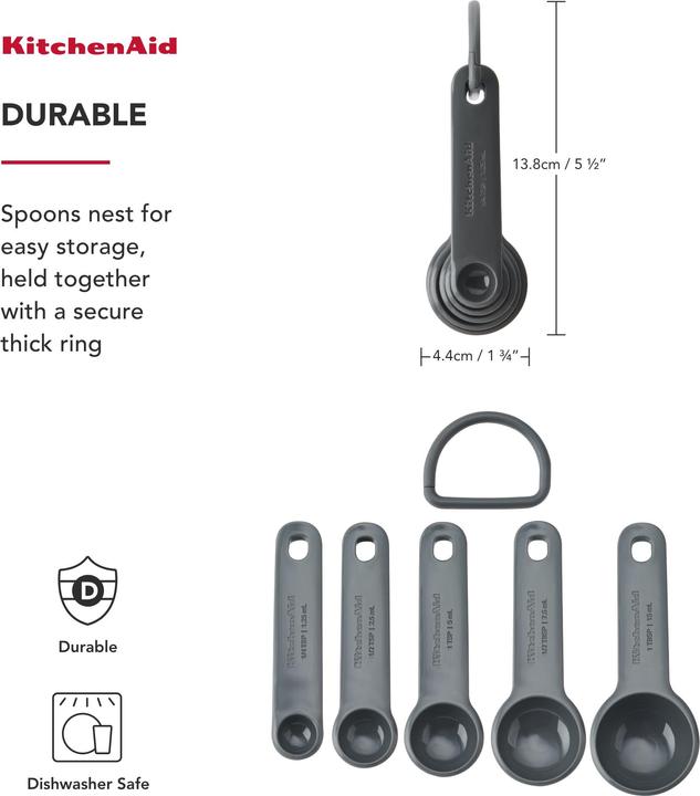 Actual product image KitchenAid Ka Set Of 5 Measuring Spoons Grey (15 ml)