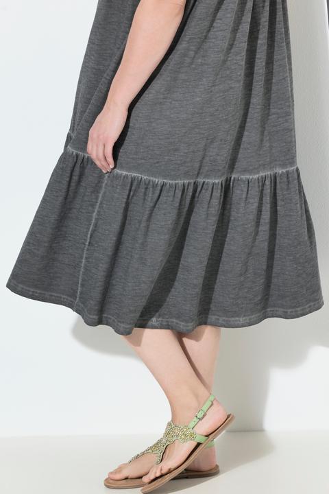 Produktbild Ulla Popken Jerseykleid, cold dyed, A-Linie, Rundhals, ärmellos (54)