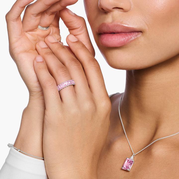Immagine prodotto Thomas Sabo Anello con pietre rosa pavé in argento (58, 925 Argento)