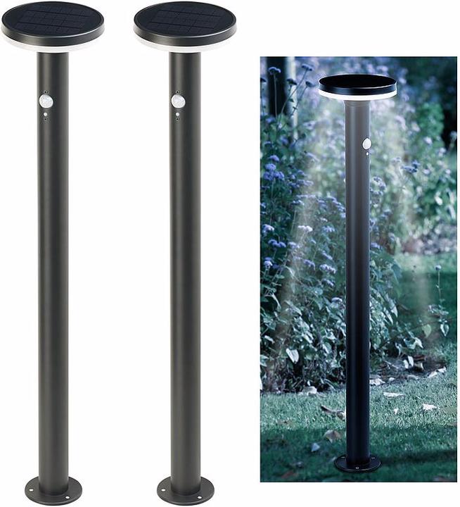 Produktbild Lunartec 2er-Set Premium-LED-Solar-Wegeleuchte mit Nachtlicht (IP44)