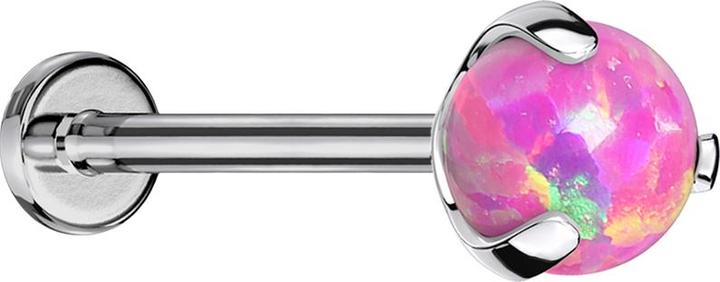 Actual product image Star Piercing Micro Threadless Labret silver with ball Opal pink set (Titanium, without brass)