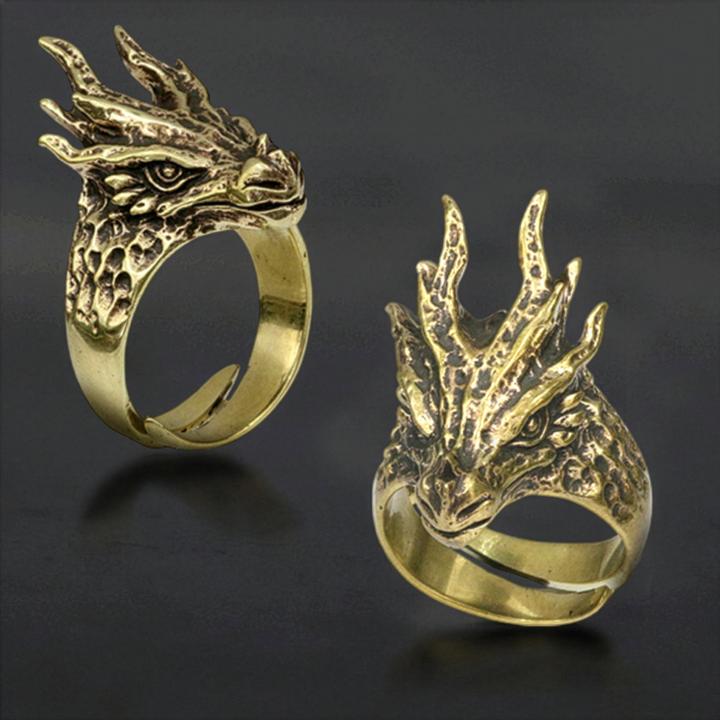 Produktbild Star Piercing Ring vergoldet Drachenkopf (57)