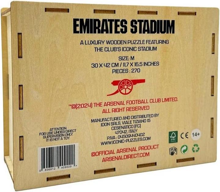 Actual product image Iconic Arsenal FC - Emirates Stadium - Wooden Puzzle Size M (270 pieces) (270 pieces)