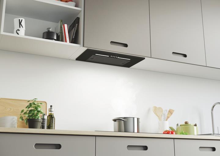 Actual product image Candy CPY5MBG Hood, C, Built-in, Width 52 cm, Extraction power 298 m³/h, Mechanical control, Black G (Flat-screen hood)