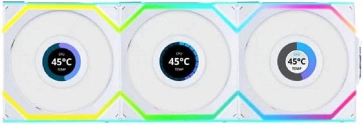 Lian-Li UNI FAN SL Wireless LCD Lüfter, ARGB, PWM, 3er-Pack inkl. Controller - 120 mm, weiss (120 mm, 3 x)