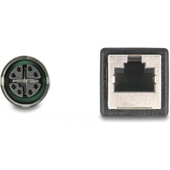 Thumbnail - Delock M12 Adapterkabel X-kodiert 8 Pin Buchse zu RJ45 Buchse 50 cm (S/FTP, CAT6a, 0.50 m), Netzwerkkabel