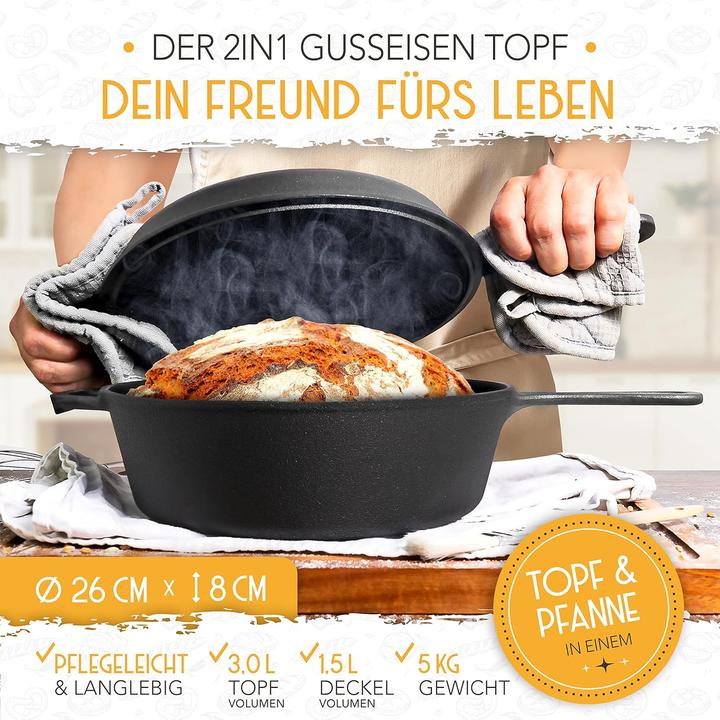Actual product image Krustenzauber Bread pot (Casserole + stew pot, Cast iron)