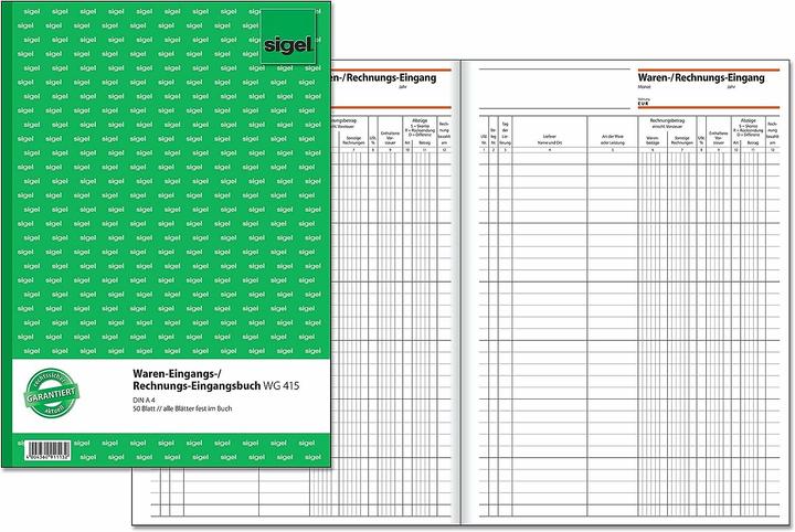 Produktbild Sigel Waren-/Rechnungs-Eingangsbuch Formularbuch WG415 (50x)