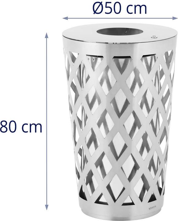 Actual product image Ulsonix Abfalleimer Mülleimer rund Edelstahl / verzinkter Stahl Grau Ø 500 × 800 mm (61 l)