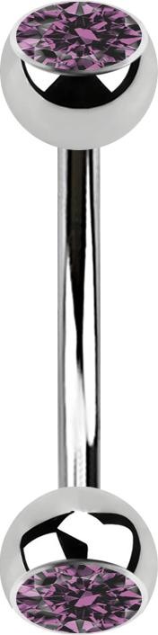 Produktbild Star Piercing Banane silber mit zwei Kugeln Kristall hellviolett (Chirurgenstahl 316L)