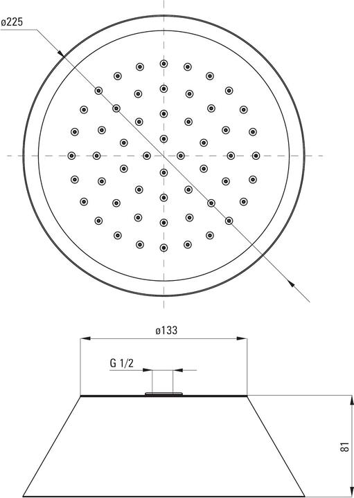 Actual product image Deante Steel overhead shower - 225 mm (1 Beam type)