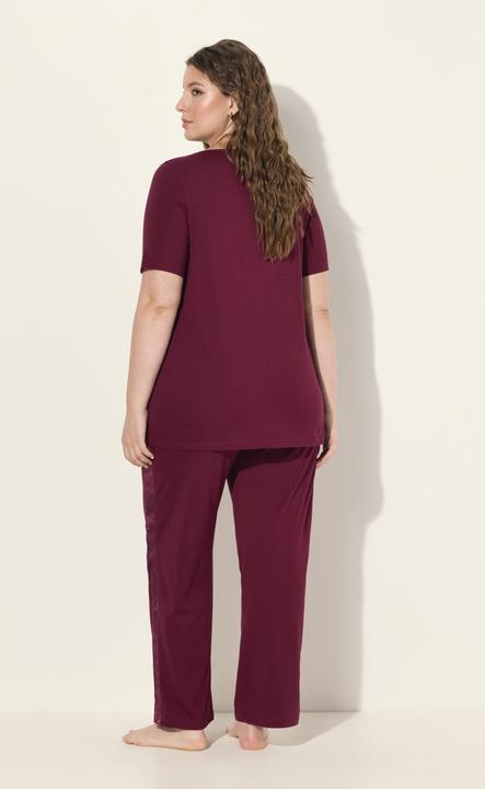 Image du produit Ulla Popken Pyjama à manches courtes et col V. Détails en satin (42, 44)
