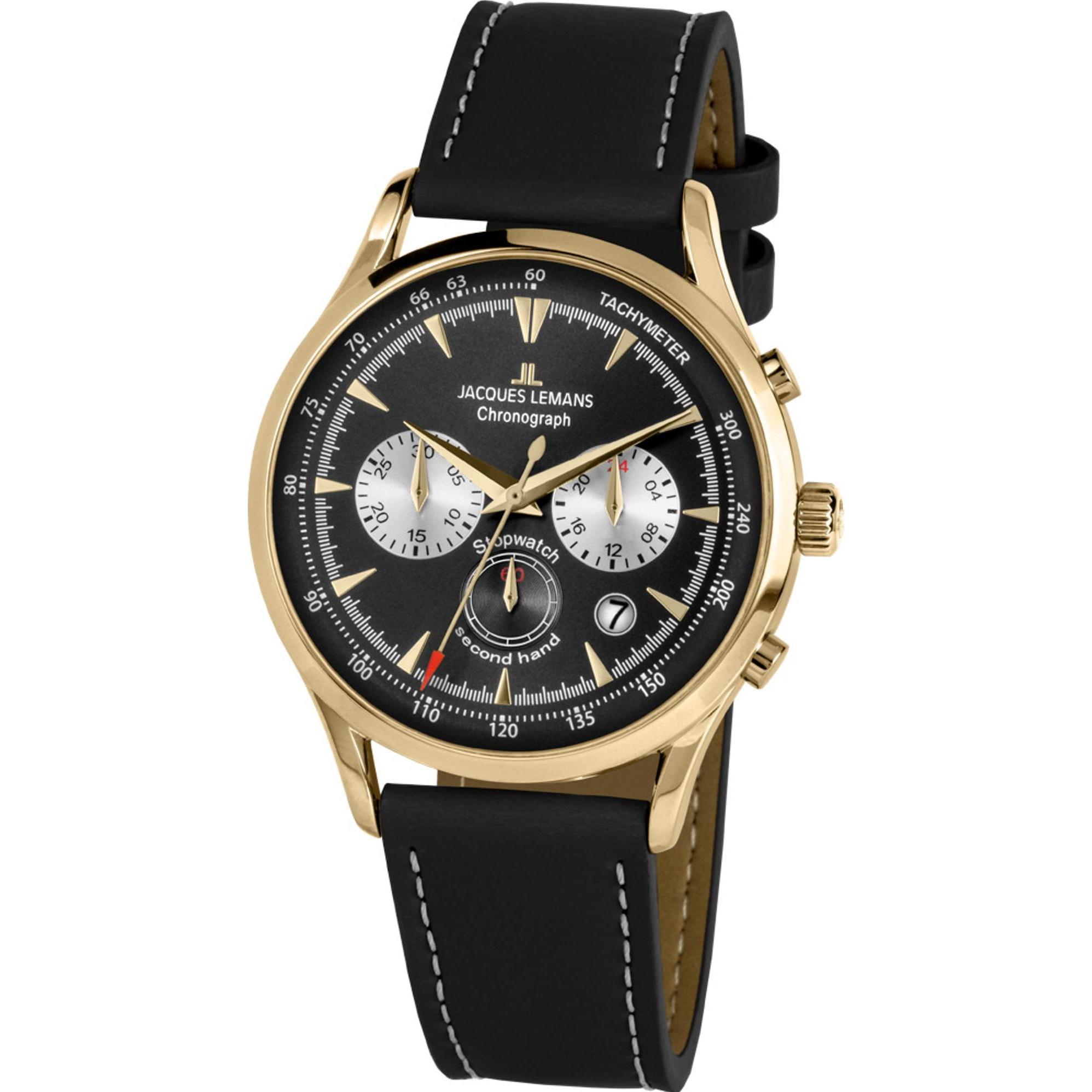 Jacques Lemans, Armbanduhr, Chronograph Retro Classic, Gold, (Chronograph, 41 mm)