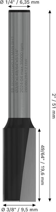 Actual product image Bosch Professional Zubehör Grooving cutter, 1/4", D1 9.5 mm, L 19.6 mm, G 51 mm