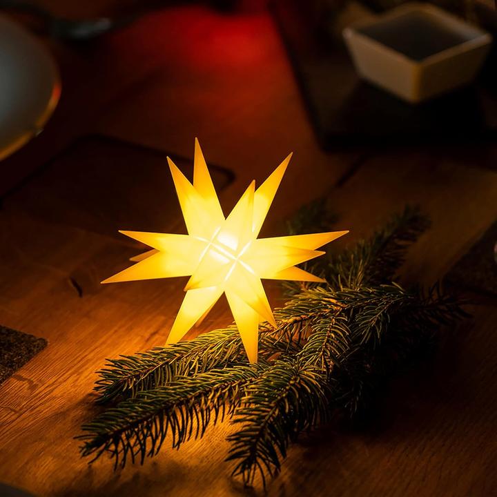 Produktbild Novaliv Weihnachtsstern LED Dekosterne 2er Sparset Gelb 12cm Timerfunktion Innen&Aussen mit 1,5m