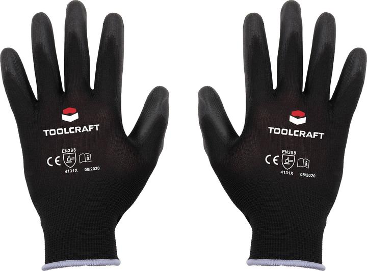 Toolcraft Polyester protective gloves with PU coating size 10