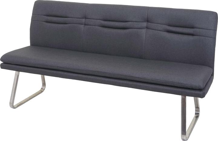 Produktbild Swisshandel24 Sitzbank, Esszimmerbank Bank Polsterbank, Rückenlehne Stoff/Textil Edelstahl gebürstet - grau 180cm (180 cm)