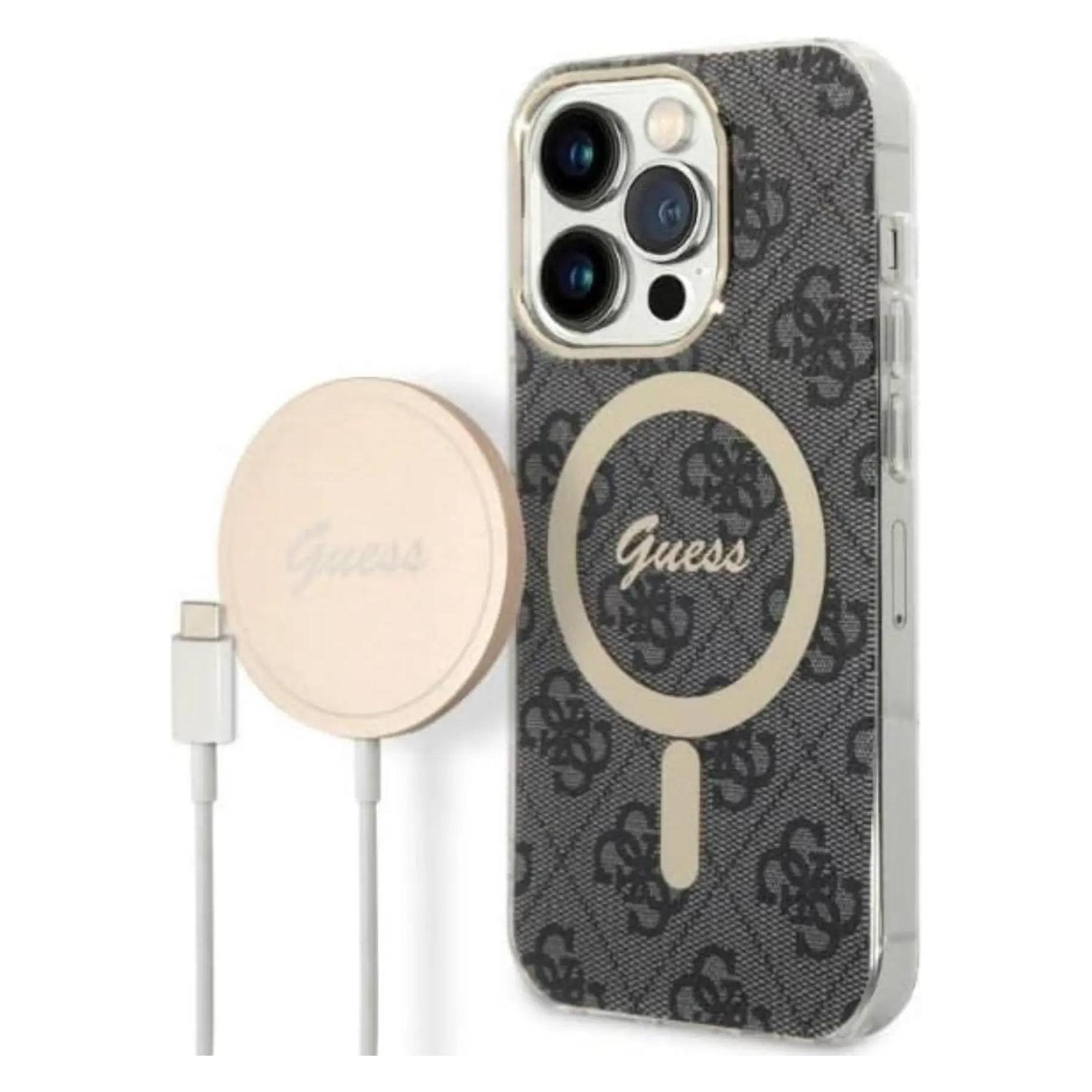 Guess Case + Charger (Apple IPhone 14 Pro Max), Smartphone Hülle, Mehrfarbig, Schwarz